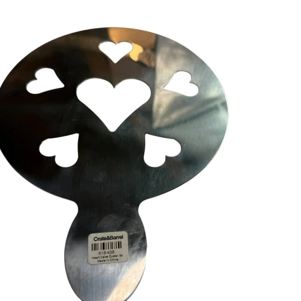 Crate and Barrel Cupcake / Cake Stencil, Stainless Steel. Hearts Valentine's Day